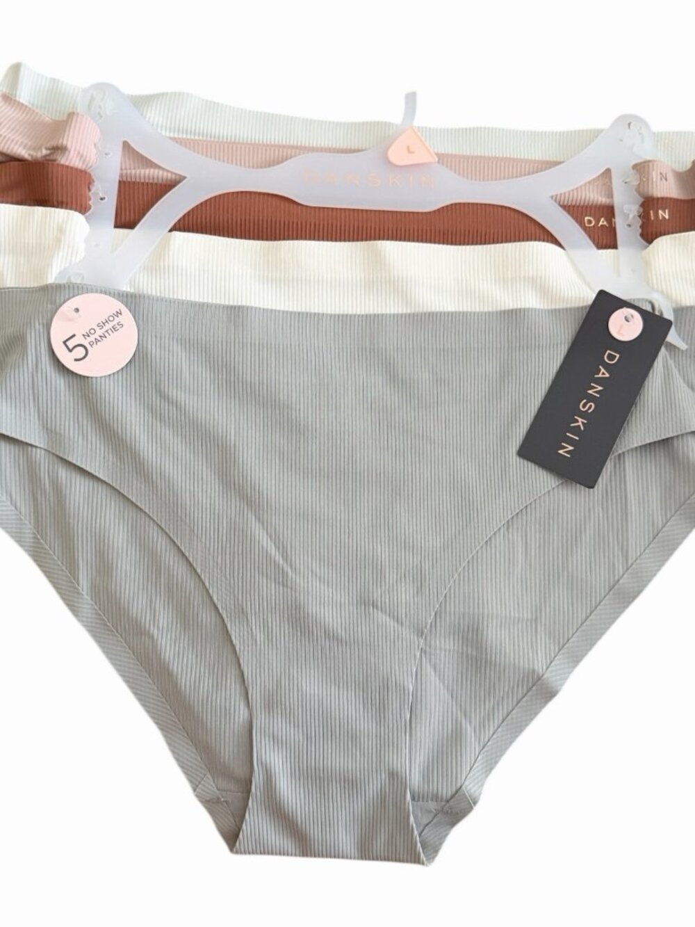 5-Pack Danskin Women's No-Show Lasercut Hipster Panties Multicolor Large